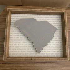 Primitives by Kathy South Carolina Shaped State Wood Reverse  Box Sign 12” X 10”