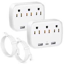 Multi Plug Outlet Extender 2 Pack - Surge Protector Wall Plug Splitter with 3...