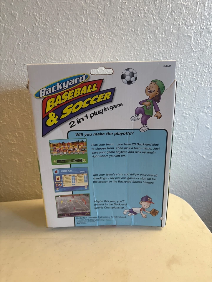 ATARI BACKYARD GAMES BÉISBOL Y FÚTBOL 2 EN 1 PLUG N PLAY NUEVO EN CAJA RARO ¡FUERA DE USO! Foto 2 de 3