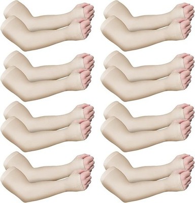 Eurzom 8 Pairs Elderly Skin Protector Sleeves Thin Arm Sleeve Nude Color 