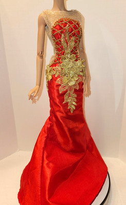 Red Gold Gown for 16'' Fashion Dolls Kingdom Doll Numina Deva and similar
