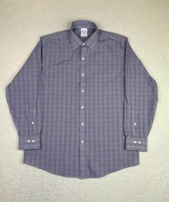 Brooks Brothers Regent Dress Shirt Mens 16 32/33 Purple Check Non Iron Cotton LS