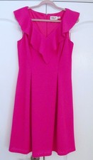 Eliza J Dress Sz 8 Bright Pink Laser Cut Sleeveless Party Business/Career