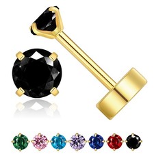 Small Gold Stud Flat Back Earrings for Women 14k Gold, 3mm,