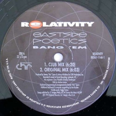 Eastside Poetics - Bang 'Em 12'' Vinyl Electronic Hip Hop, Hip-House, House 25349