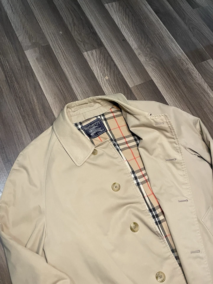 BURBERRY BURBERRYS VINTAGE WOMENS LONG TRENCH COAT Sz 50 - Image 3 of 4