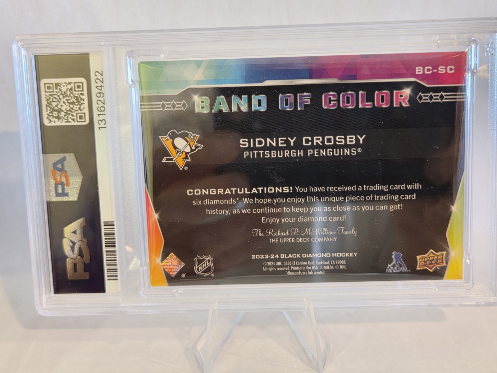 2023 Black Diamond Sidney Crosby #BC-SC Band Of Color Relic PSA6  6 Diamonds view 9