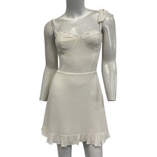 Reformation Christine Ruffled Mini Dress Cream Size 2