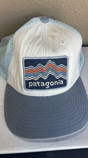 Patagonia Trucker Hat Kids Ridge Rise Stripe Logo Blue Grey Gray RILP 66032 NWT