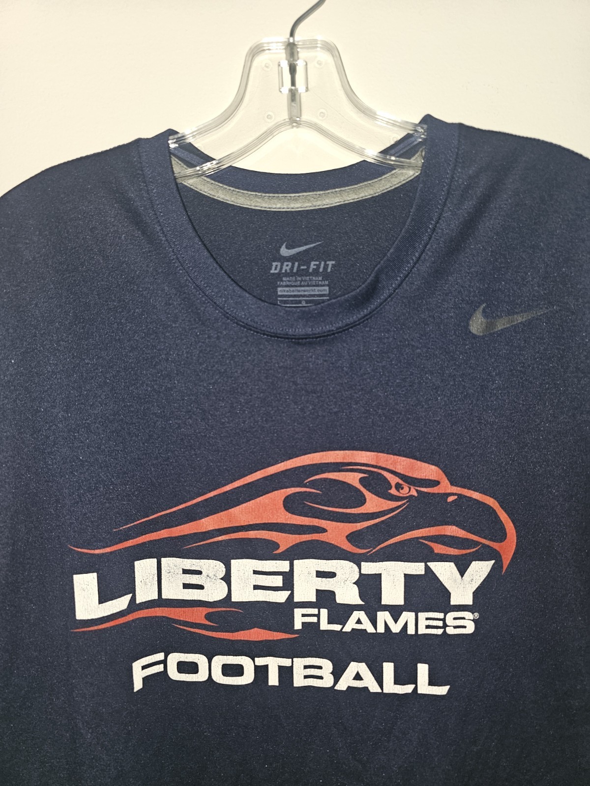 Nike Liberty University Dri-Fit Large Mens Blue Graphic Logo Tshirt NCAA