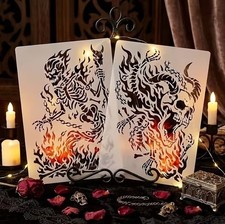 Large Flaming Horned Skull Skeleton Stencils Halloween DIY Craft Art Templates