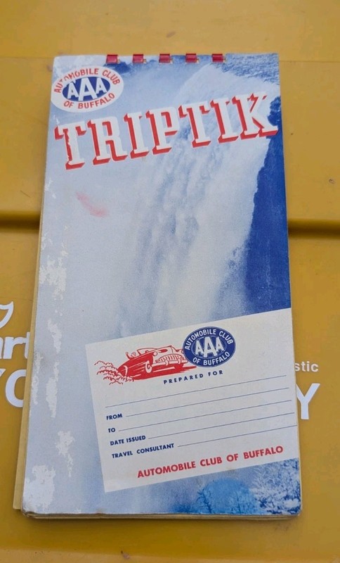 Vintage 1955-56 AAA Trip Tick Buffalo NY Out West Trip