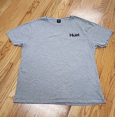 Huel Men s T-Shirt XXL Gray Logo Short Sleeve Crew Neck Athletic Gym Tee