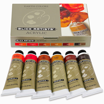 Blick Artists' Earth Colors Acrylic Paint Set, 6 Tubes x 2 fl oz, Multicolor