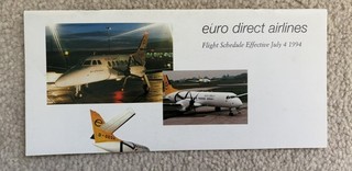 Rare 1994 Euro Direct Airlines Timetable