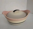 VTG Hull Pottery Pink & Gray 10" Casserole Dish w/ Lid 1950's USA Mid Century