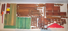 QTY 117 Vintage 1950's Kids Building Toy Original Wooden Lincoln Logs Parts LOT