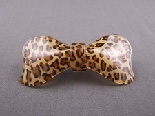 Brown Tan Leopard cheetah print curved barrette hair clip accessory 3.25" long