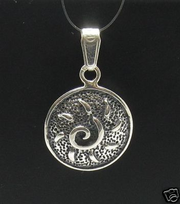 Sterling Silber Anhänger Sonne Charm gepunzt massiv 925 Neu Handarbeit Kaiserin
