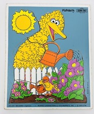 Vintage Playskool Sesame Street 1979 Big Bird Garden Wood Tray Puzzle 315-20