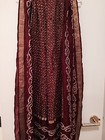 New Heirloom Burgundy Gold Indian Wedding Bandhani Wrap Stole Silk Dupatta Scarf — photo 8
