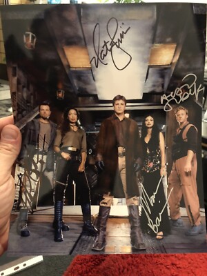 Firefly / Serenity signed 10x8 Autogramm Cast Foto - Nathan Fillion +3