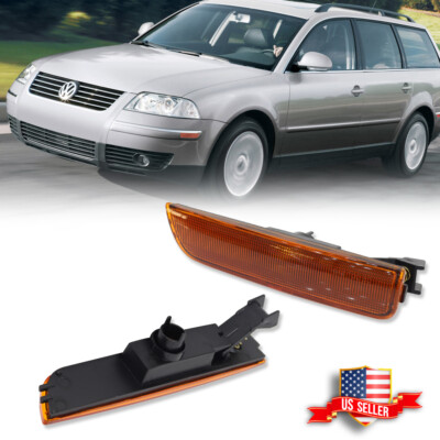 2x Amber Lens Front Bumper Side Marker Signal Light For 2001-2005 VW Passat B5.5