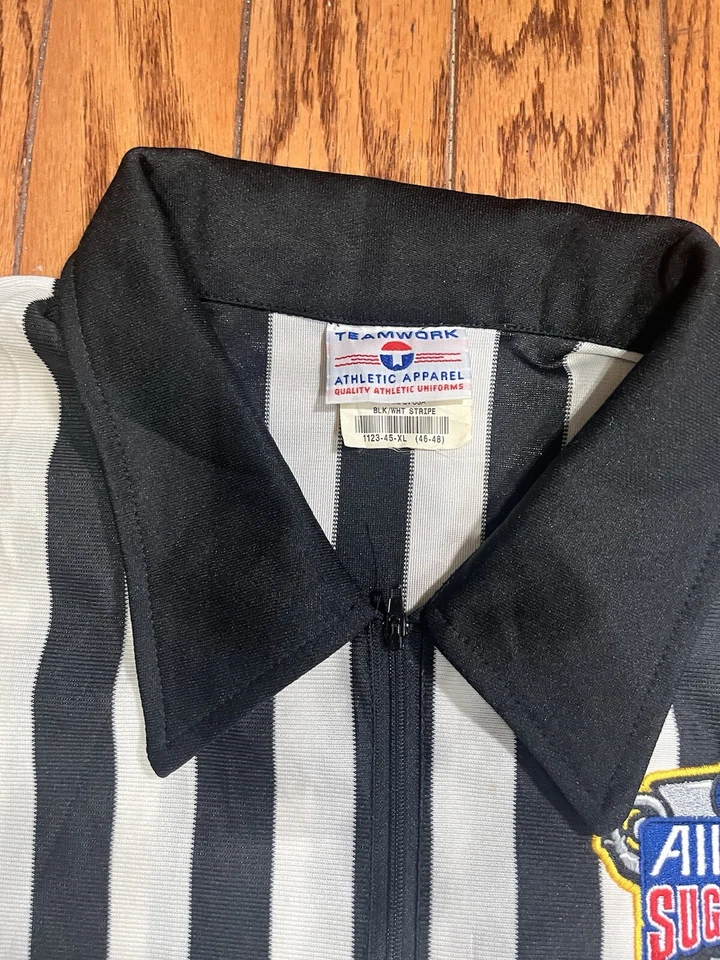 De colección. Camisa de árbitro Allstate Sugar Bowl para hombre negra blanca rayas XL jersey  Foto 4 de 4