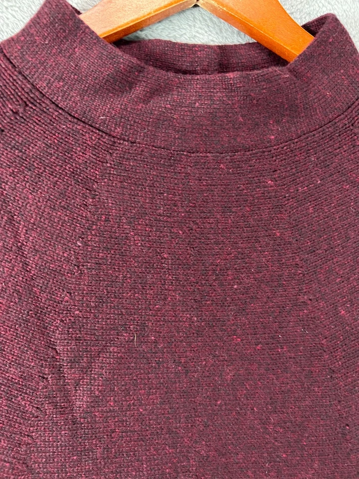 NWT Womens Tops Medium Spring Mercer Red Wool Blend High Mock Neck Button Back - Image 4 of 4