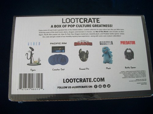 LOOT CRATE NOT OF THIS WORLD GODZILLA,ALIEN,PREDATOR,PACIFIC RIM DRAGON NIB - Picture 4 of 4