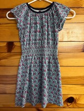 Tea Collection Kaleidoscope Fan Smocked Dress Girls Blue & Pink Size 6