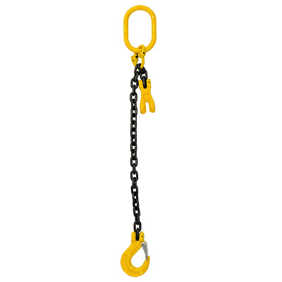 7mm 1,5T EINBEIN HEBEKETTENSCHLINGE + HAKEN + VERKÜRZUNGSKUPPLUNG 1/2/3/4/5/6m