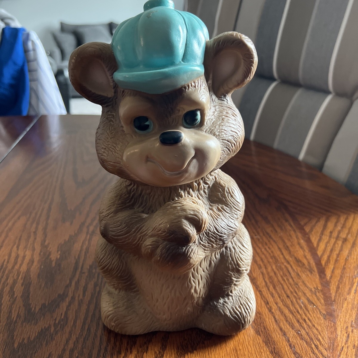 Vintage 1973 Russ Berrie & Co Plastic Teddy Bear Bank Piggy Bank 