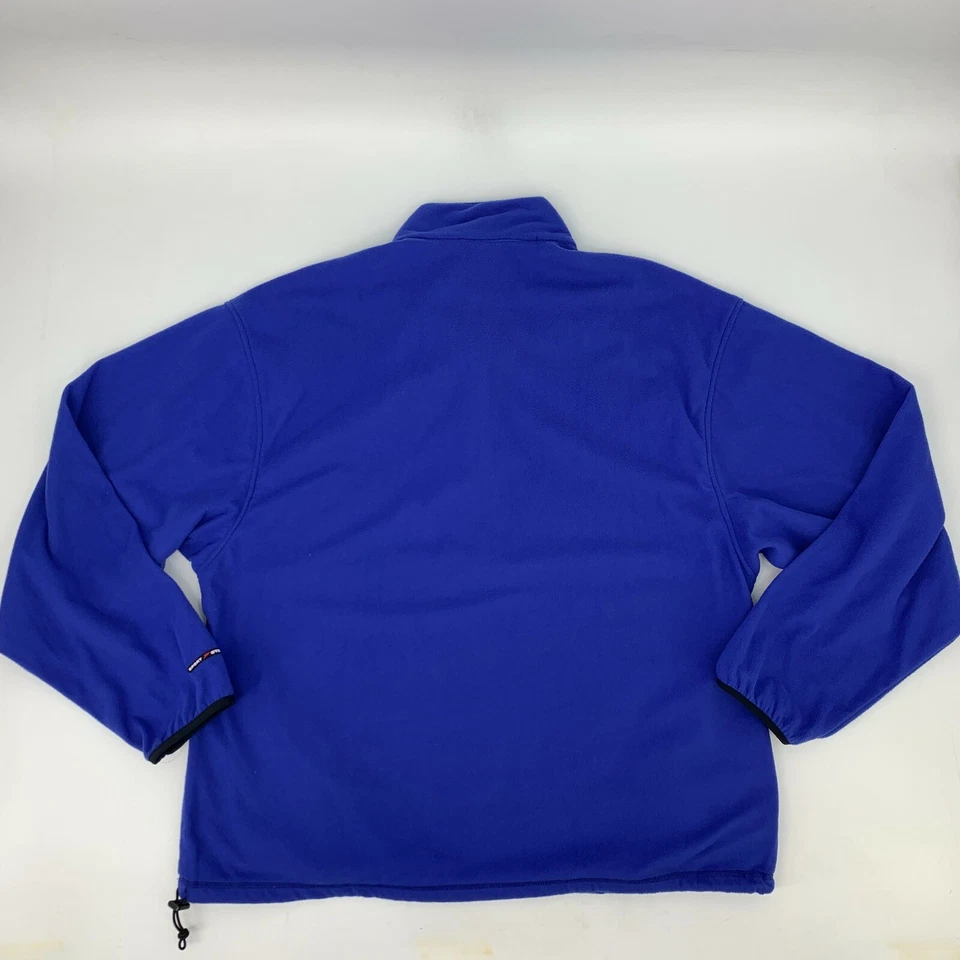 Suéter masculino vintage Speedo lã tamanho XL azul colarinho de pressão 1/2 zíper pescoço simulado anos 90 - Imagem 3 de 4