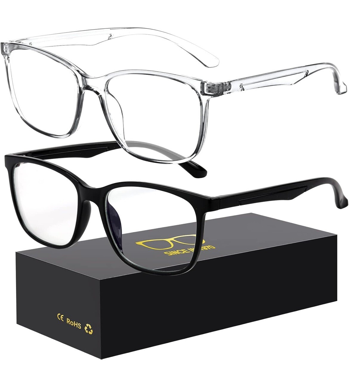 blue light glasses 2 pack clear plus black-image