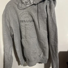 Trillium brewery Boston mass gray long sleeve hooded sweatshirt  Medium champion