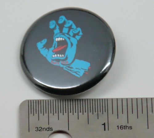 Santa Cruz Skateboards Screaming Hand Black Background 1.25" Pin Button Pinback - Picture 3 of 4
