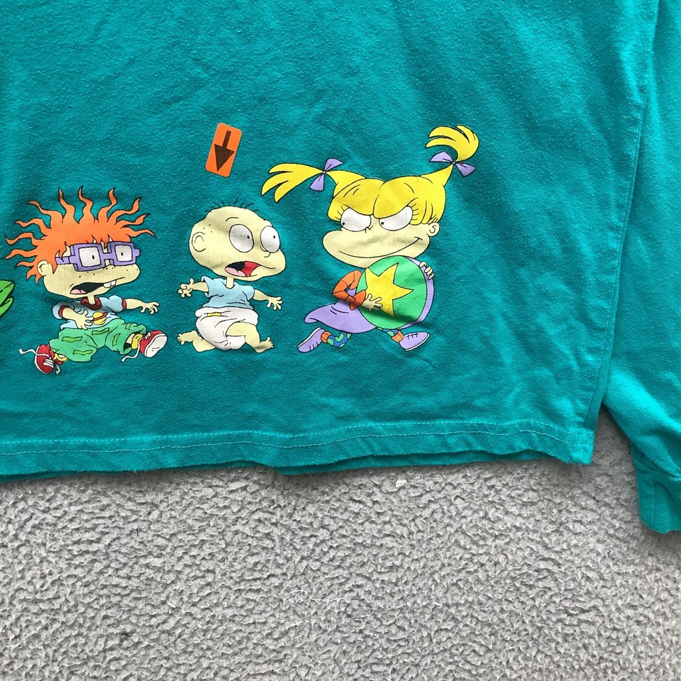Rugrats TShirt Men's XL Long Sleeve TV Graphic Crew Neck Teal Blue