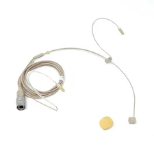 Beige Omnidirectional Double Earhook Headset Microphone Mic fits Audio Technica