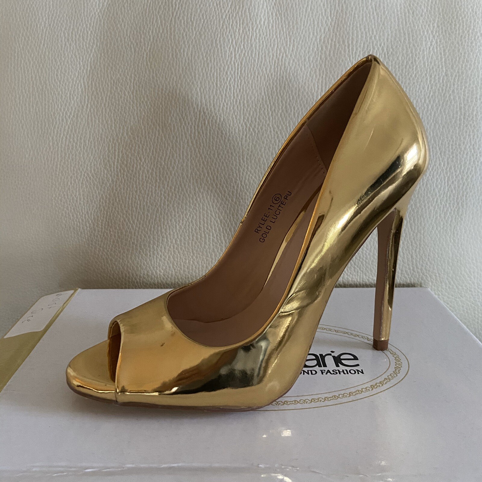 gold peep toe pumps
