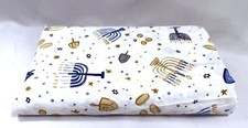 Pottery Barn Kids Hanukkah Toddler Twin Flat Sheet Menorah Dreidel
