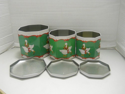 ENTE WEIHNACHTSNISTDOSEN 3 SET 3"" BIS 5-1/2"" BUNTE KEKSE SÜSSIGKEITEN GESCHENK