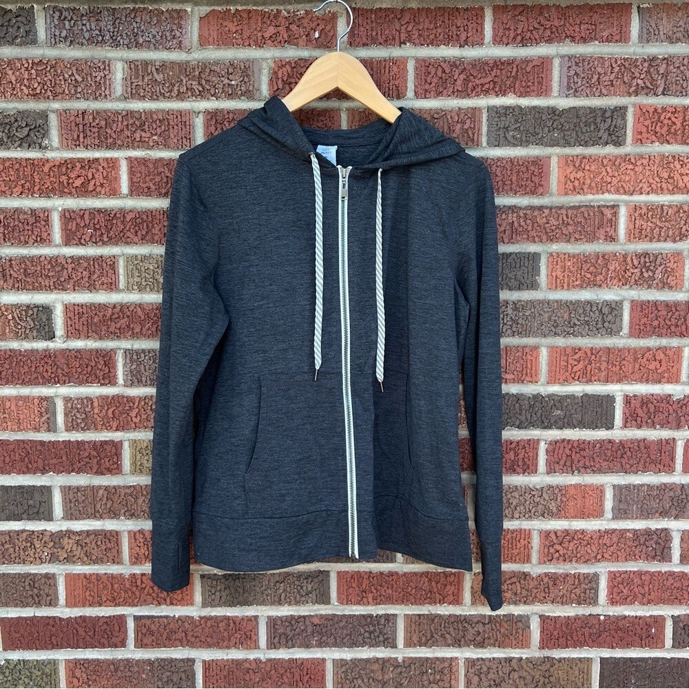 Dark Marled Gray Full Zip Up Athletic Hoodie Sweatshirt | eBay