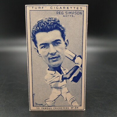1950 Carreras Famous Cricketers #34 Reg Simpson Tobacco Cigarette Card ...