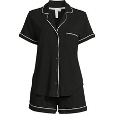 New Secret Treasures Womens Notch Collar Shorts Pajama set 2 pc Black Size 3X