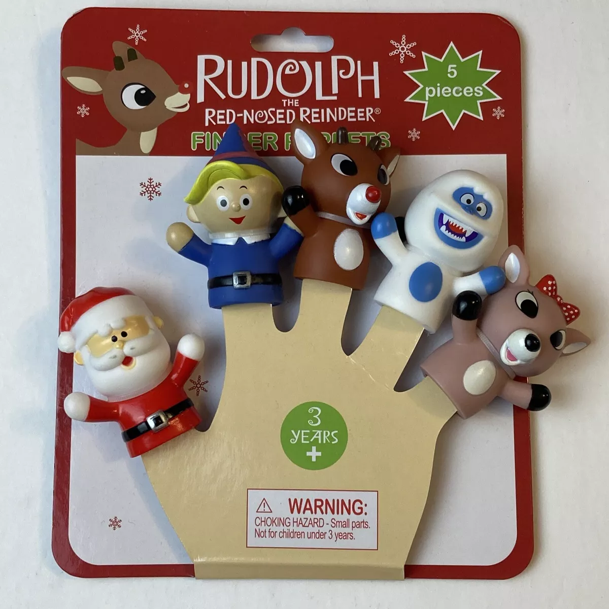 Rudolph The Red-nosed Reindeer Finger Puppets - Christmas - 5pc