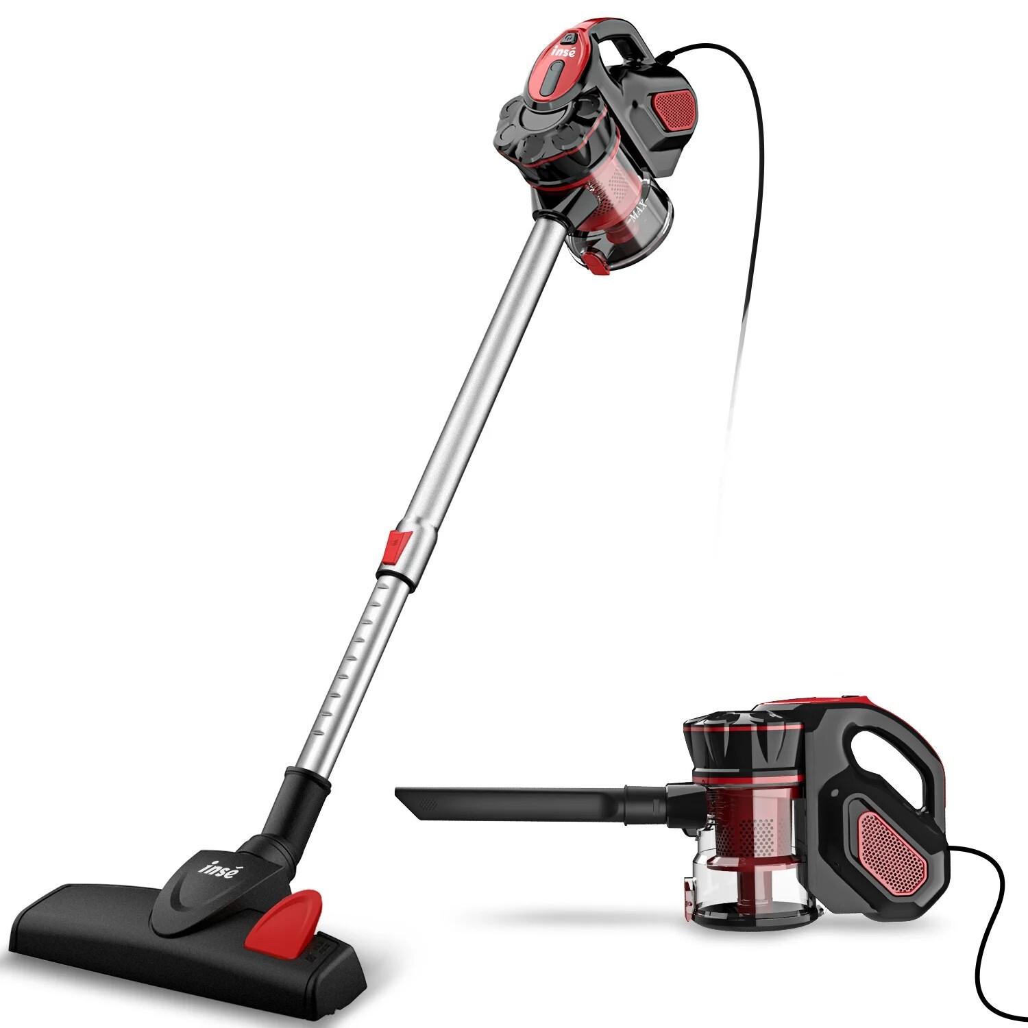 Aspirateur filaire compact INSE rouge aspirateur balai sans sac 600w