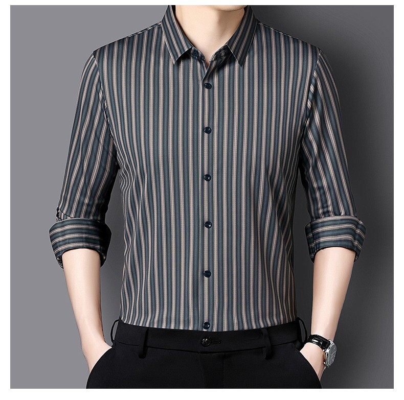 Camicie Uomo Bottoni Manica Lunga Fila Camicia Gratis Regular Business Fit Uomo