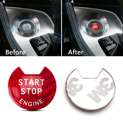 Sporty Red Carbon Fiber Engine Start Stop Button Cover For Infiniti Q50 Q60 QX60