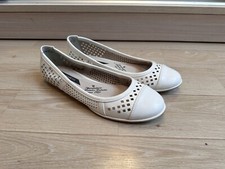 Leather Elegant Flat Ballet Shoes White Size UK 4 US 6 EU 37